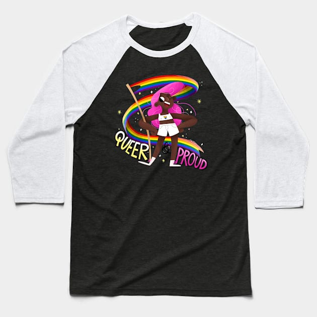 Queer & Proud - rainbow heart Baseball T-Shirt by Gummy Illustrations